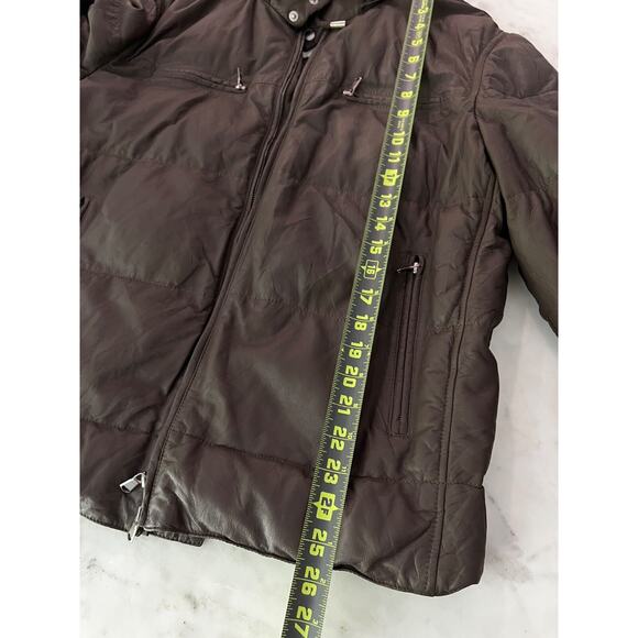 $7000 Brunello Cucinelli Brown Leather Puffer Jacket Removable Hood Men M/L - Picture 10 of 12